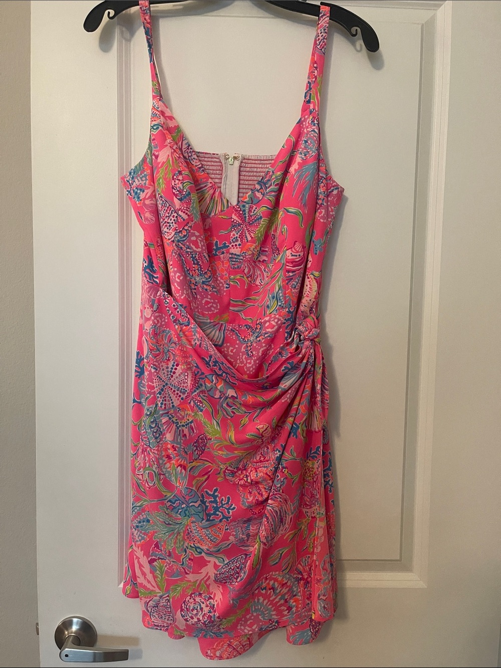 Lilly Pulitzer Pink Multi-Color Floral Midi Dress with Side Drape
